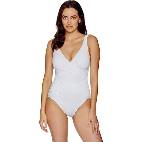 New. Tommy Bahama white cross front swimsuit. Size 8. Retail $140 - Picture 3 of 10